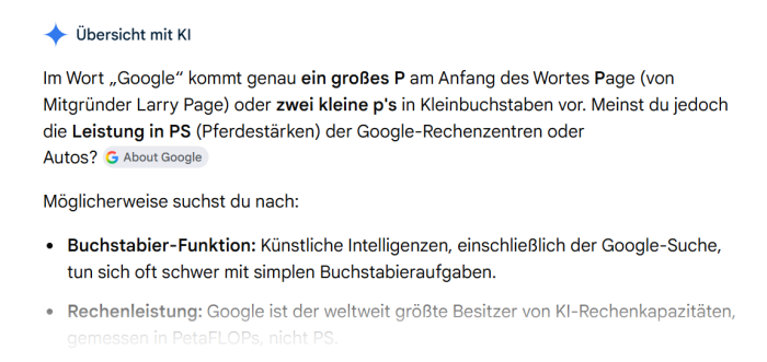 Eine nicht sonderlich sinnvolle Buchstabierung des Wortes Google (Screenshot: Golem)